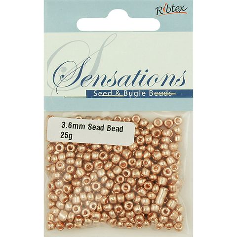 Bead Glass Seed 3.6Mm Rose Gold 25G