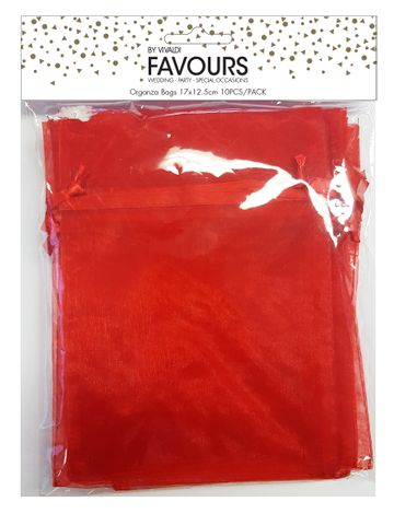 Organza Bag Small 17 x 12.5cm - Red 10Pc