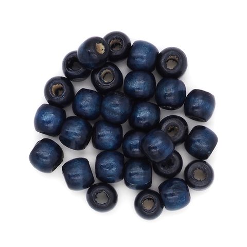 Wood Beads Barrel 11x12mm Blue Pkt 30