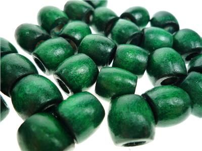 Wood Beads Barrel 17x18mm Green Pkt 15