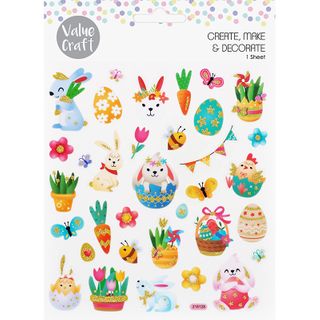 GLITTER STICKERS EASTER BUNNY EGGS 1SH