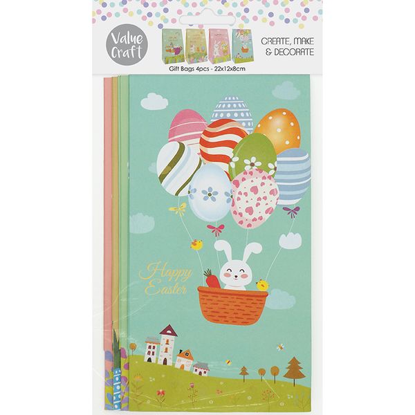 EASTER PAPER TREAT BAGS ASSORTED 4PCS