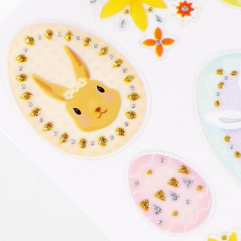 EASTER GLITTER STICKERS BUNNIES EGGS 1PC