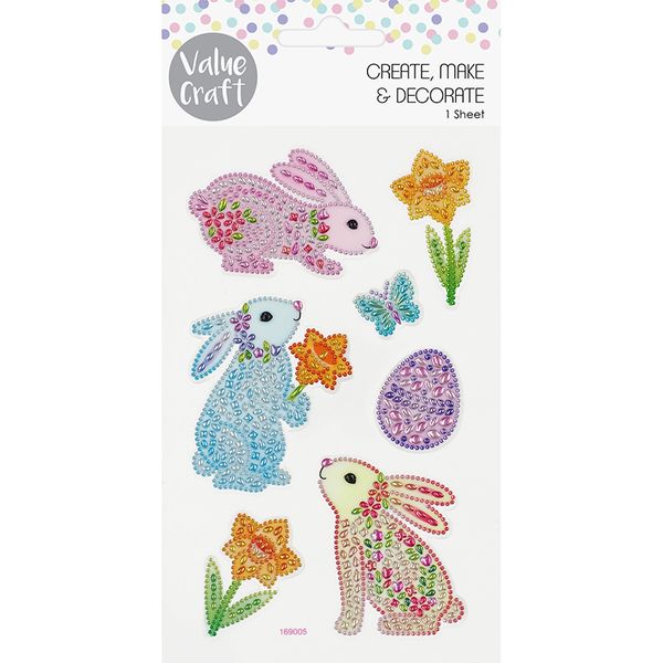 EASTER CRYSTAL STICKERS BUNNIES 1PCS