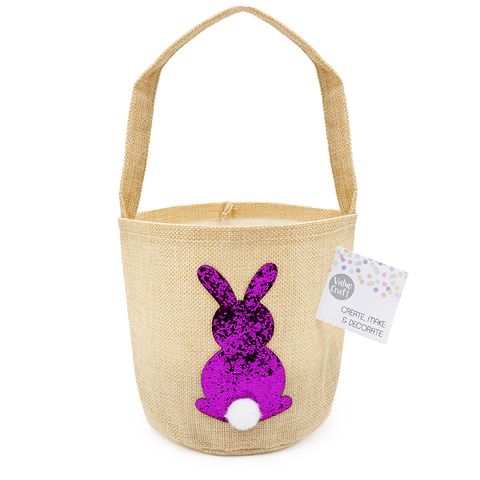 EASTER BASKET GLITTER BUNNY PURPLE 1PC