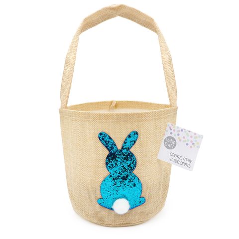 MINI BASKET GLITTER BUNNY BLUE 1PC