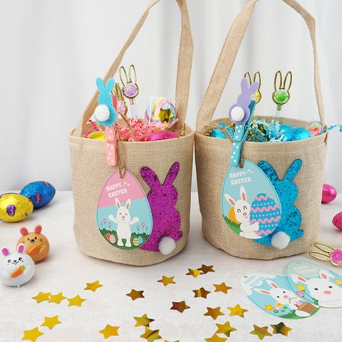 EASTER BASKET GLITTER BUNNY BLUE 1PC