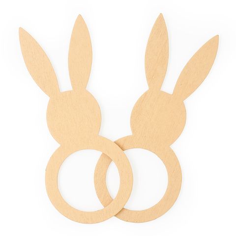 EASTER WOODEN BUNNY RINGS 6PCS