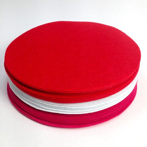 Felt 20cm Round Red/White/Pink Pkt 36