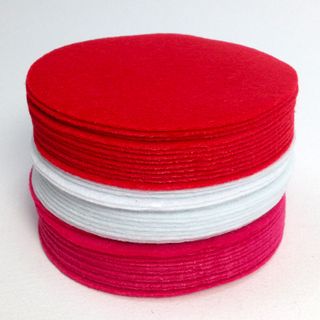 Felt 10cm Round Red/White/Pink  Pkt 36