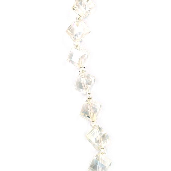 Beads Strung Large Facet Cube 10mm Clear
