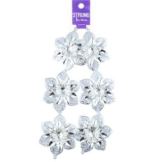 Beads Strung Metal Flower Bright Silver