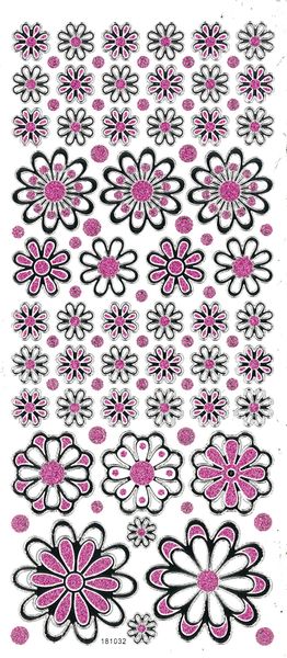 Sticker Flowers Mix Glitter