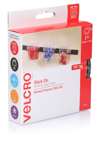 Velcro StickOn Hook Loop Tape 25mmx2.5m