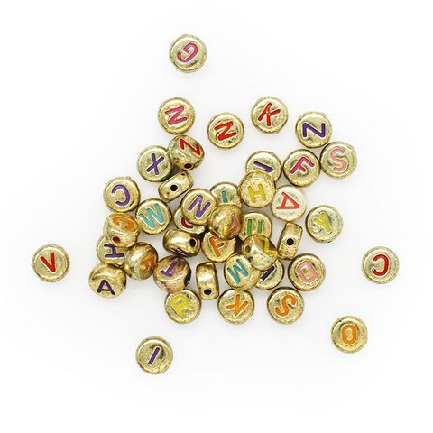 ALPHABET ROUND GOLD BEADS MULTI 20G