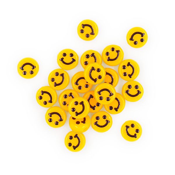 SMILEY FACE PLASTIC ROUND BEADS 15G