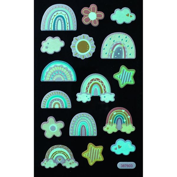 STICKERS GLOW IN THE DARK RAINBOWS 1SH