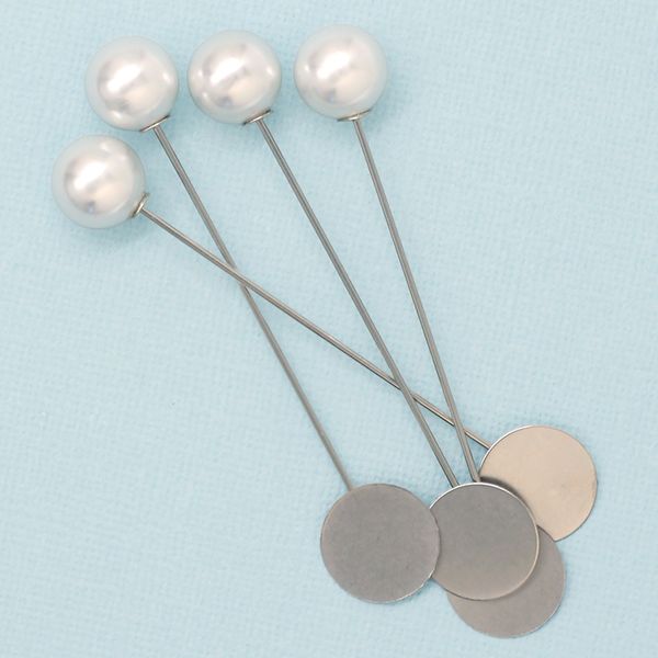 JF 78MM SILVER PEARL HAT PIN 4PCS