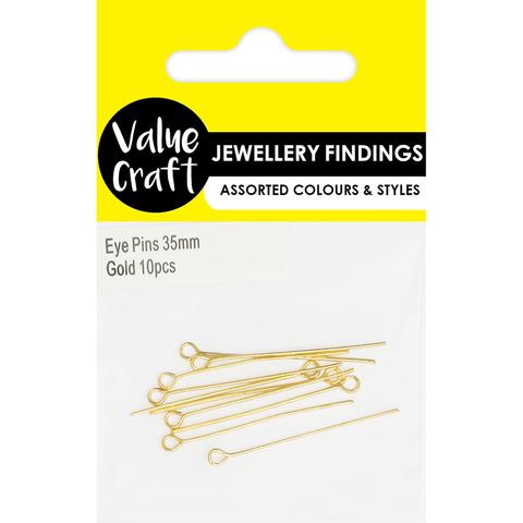 JF EYE PINS 35MM GOLD 10PCS