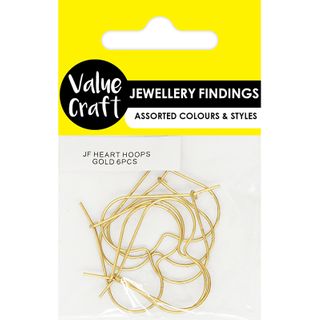 JF HEART HOOPS GOLD 6PCS