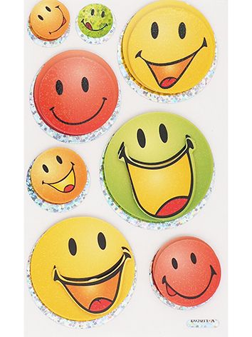 Sticker Smiley Faces 1, Glitter Multi