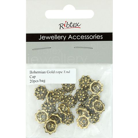 Bead Caps 10mm Rope Boho Gold 20Pcs