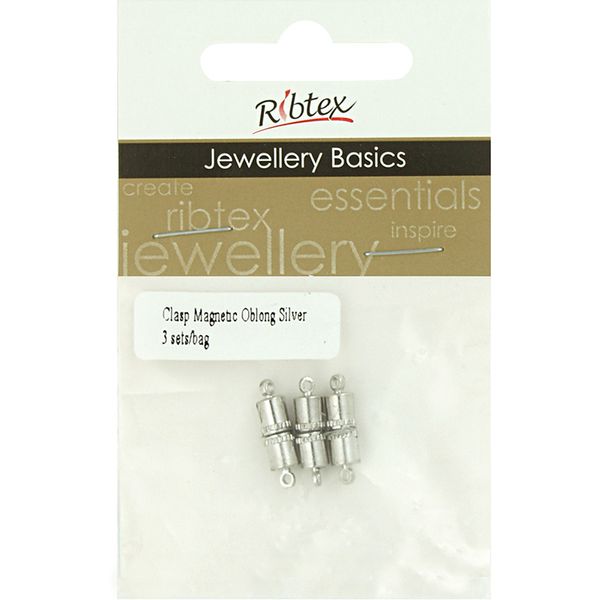 Jf Clasp Magnetic Oblong 15Mm Slv 3 Sets