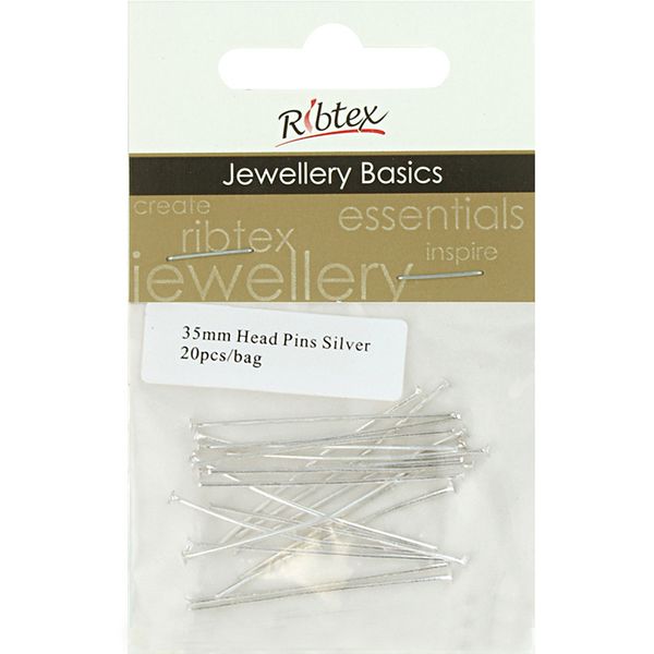 Head Pins 35mm Silver 20Pcs