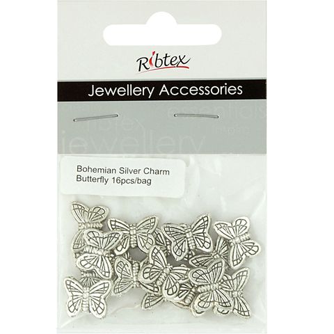 Jf Spacer Butterfly 12X14 Mm Silver 16Pc