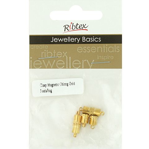 Jf Clasp Magnetic Oblong 15Mm Gold 3Sets