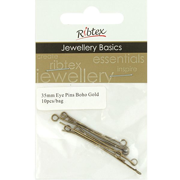 Jf Eye Pins 35Mm Boho Gold 10Pcs