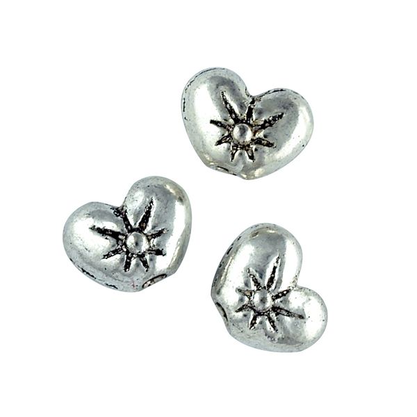Jf Spacer Small Heart 7Mm Silver 12Pcs