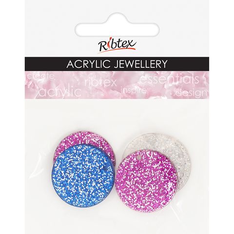 ACRYLIC JEWEL CIRCLE 25MM GLITTER 6PC