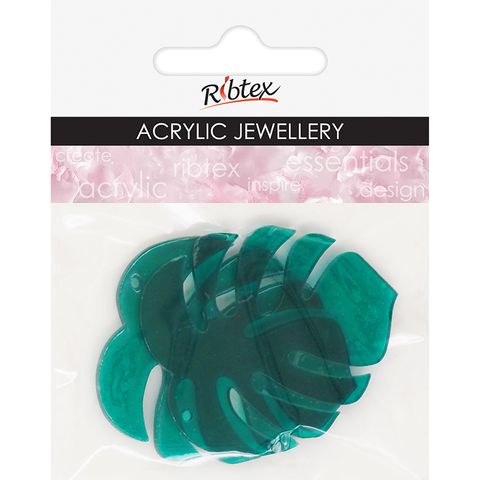 ACRYLIC JEWEL MONSTERA OPAQ 50MM GRN 2PC