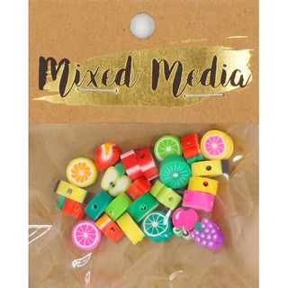 FRUIT POLYCLAY BEADS 10MM 25PCS MULTI