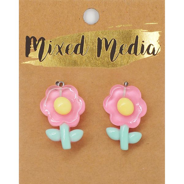 CHARM TRANSPARENT PINK DAISY 2PC