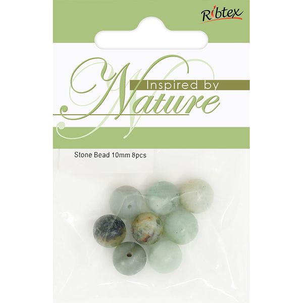 NATURAL STONE BEAD RND 10MM 8PC JADE