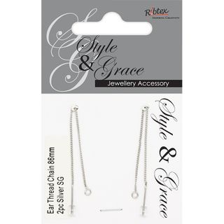 EAR THREAD CHAIN 86MM 2PC SILVER SG