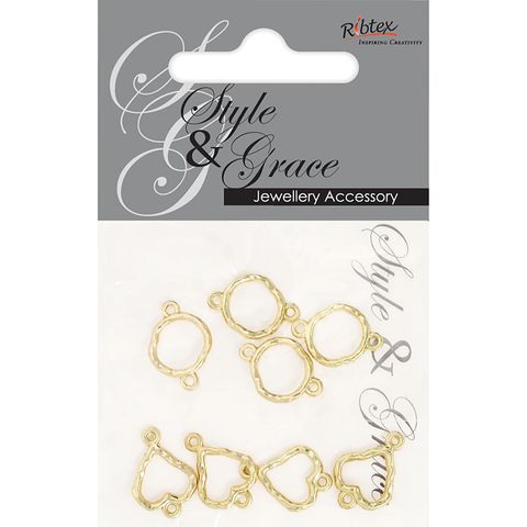 HEART CIRCLE CONNECTORS 8PC GOLD SG