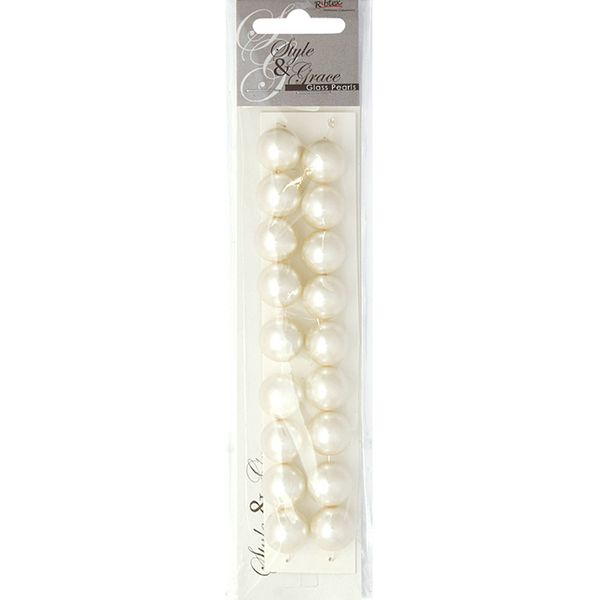 Bead Glass Pearls 14Mm Ivory 18Pcs