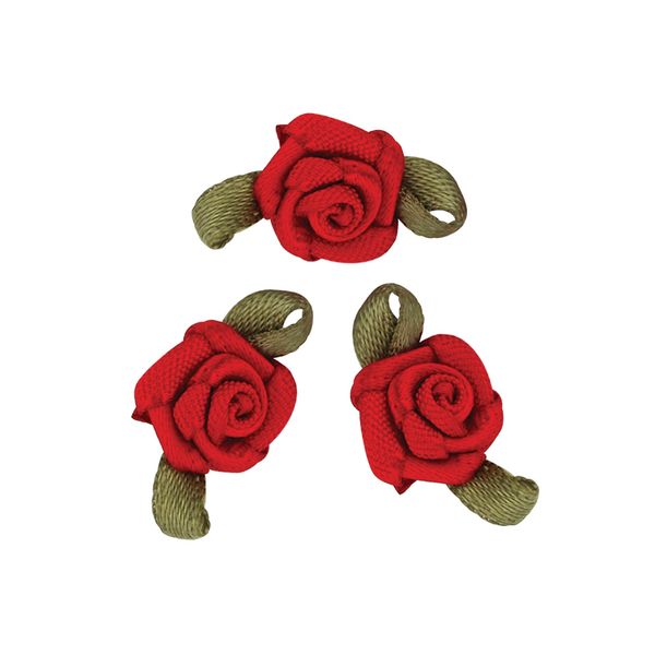 Grub Rose with 7mm Leaves Red 10Pcs