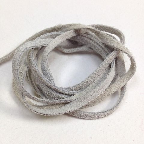 Suede Leather Thonging 3mm Light Grey