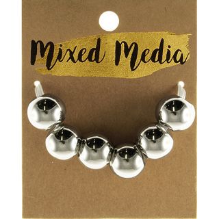 Metallic Round Beads Shiny Silver 6Pcs