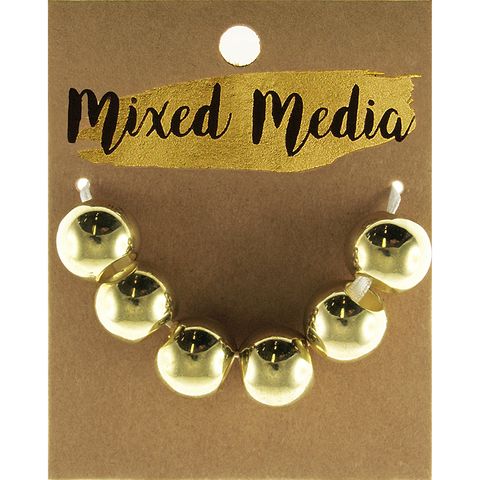 Metallic Round Beads Shiny Gold 6Pcs