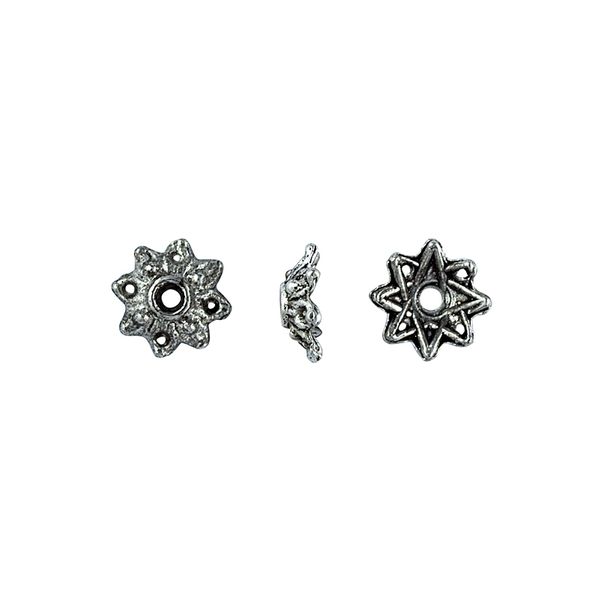 Bead Caps 8mm Star Flower Silver 20Pcs