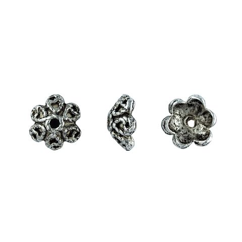 Bead Caps 10mm Flower Silver 15Pcs