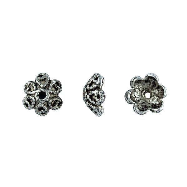 Bead Caps 10mm Flower Silver 15Pcs