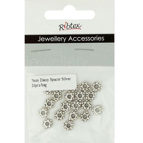 Spacer Daisy 7mm Silver 20Pcs