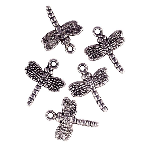 Charm - Dragonfly 16x20mm Silver 6Pcs