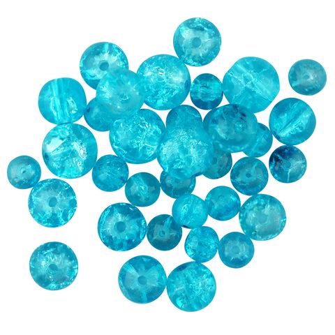 Bead Glass Crackle 6-10Mm Turq 38Pcs